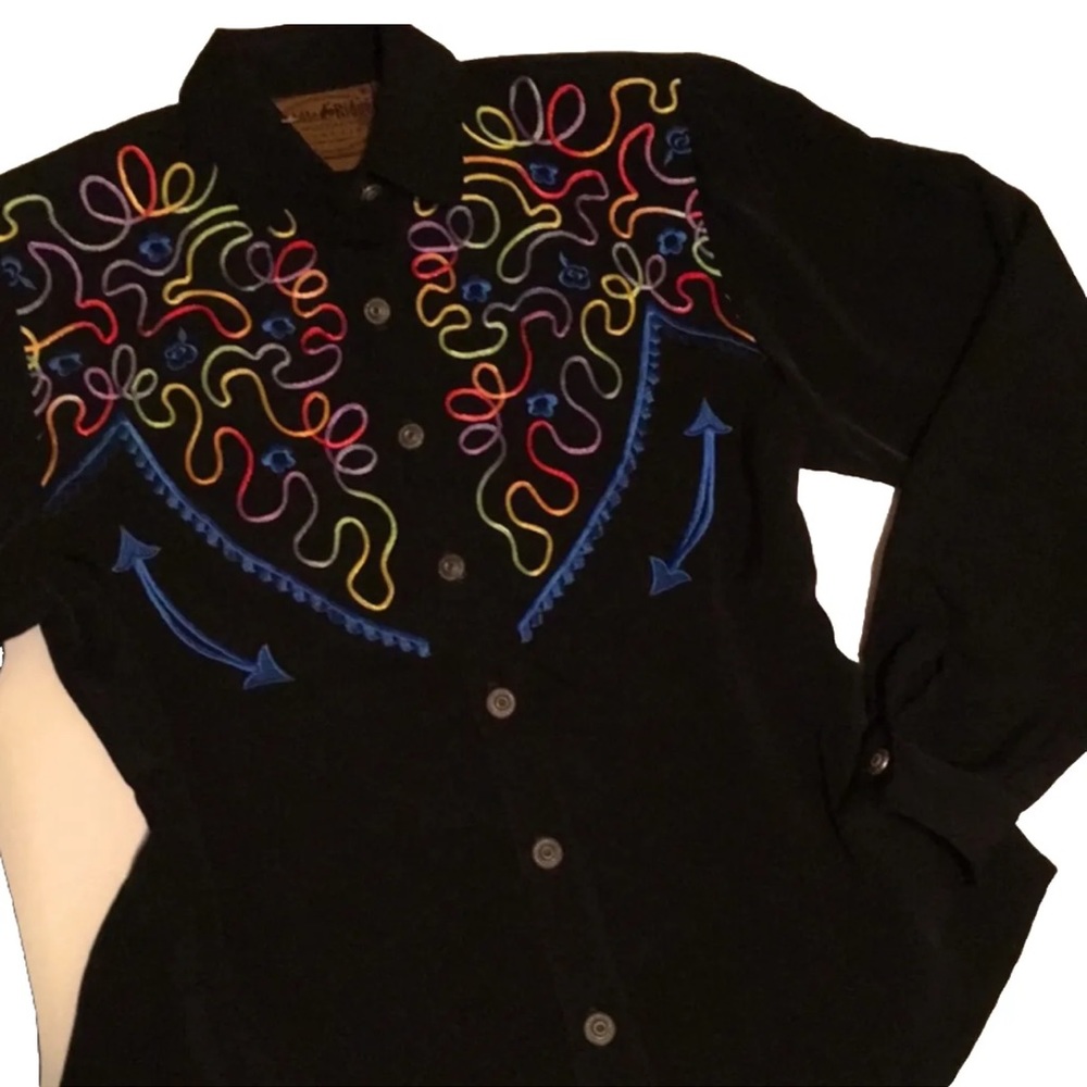 Saddle Ridge Vintage Collection Black Jacket Colorful Embroidery Western Medium